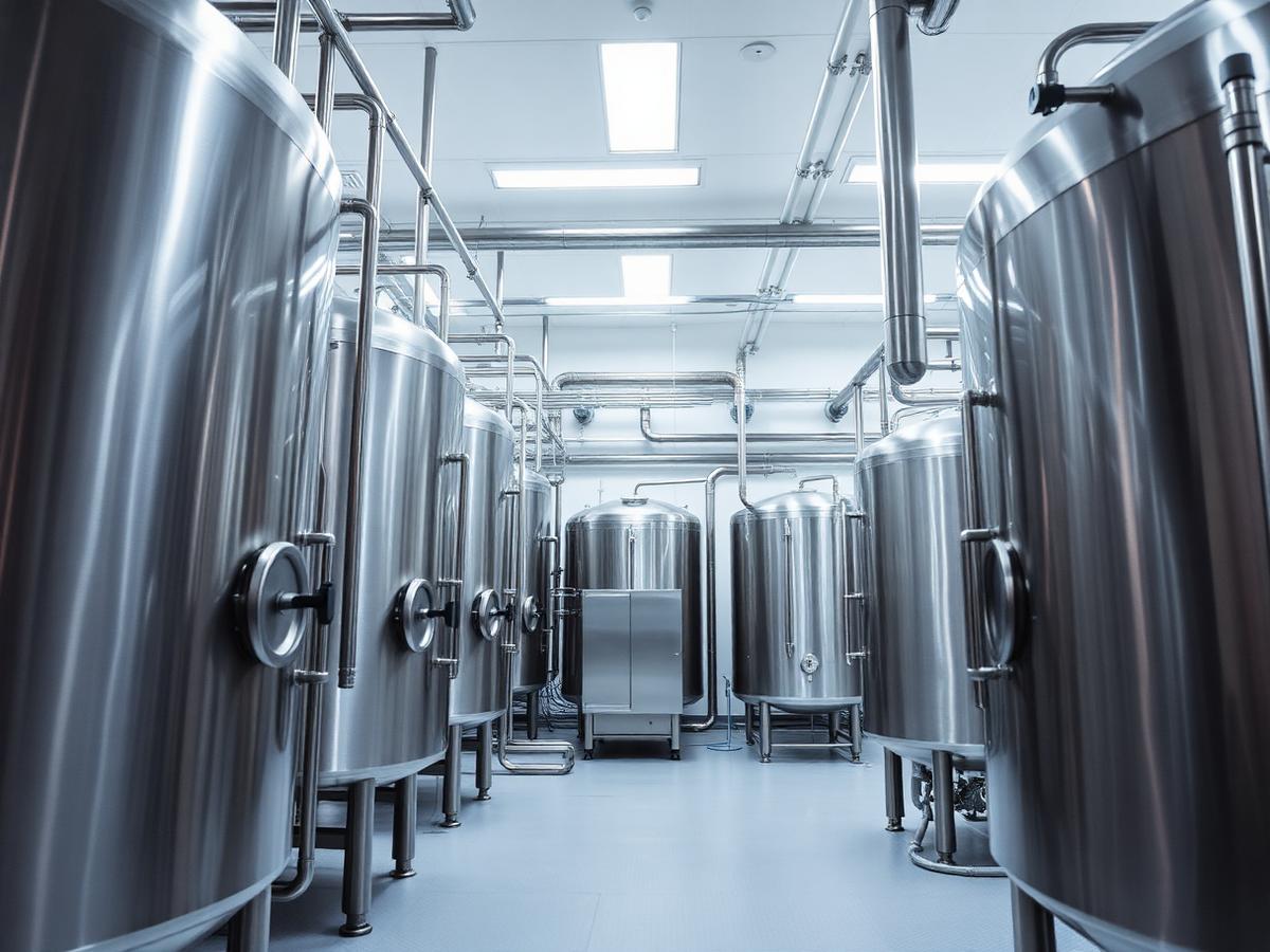 Pasteurisation tanks inside the Andhra Dairy processing plant