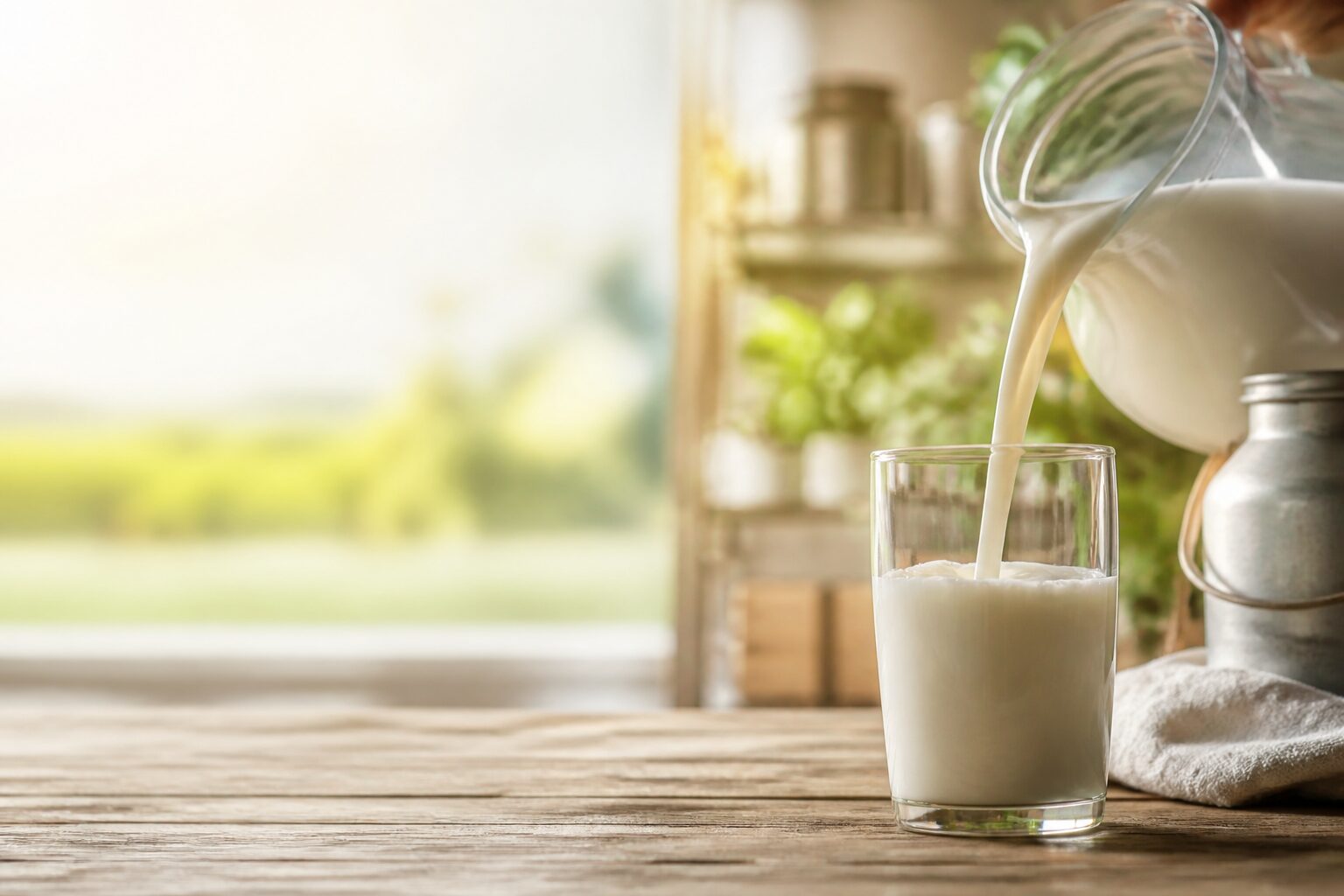 Fresh milk being poured, ready for delivery